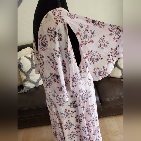 Torrid Blush Floral Chiffon Skater Dress Women's Size 22 Classic Boho Chic Retro - Picture 5 of 12